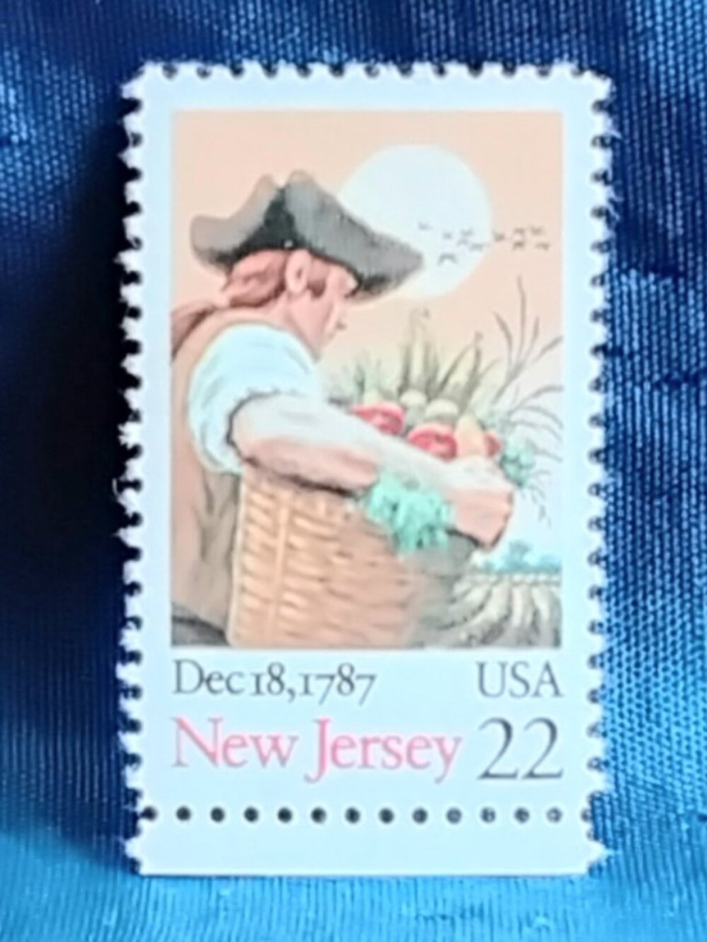 Uncirculated USA 1987 December 18, 1887 New Jersey 22 Cent Stamp!!